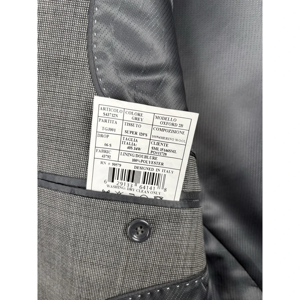 Montagna Oxford Sport Coat Mens 40S Gray Super 120s Merino Wool Blazer Italy